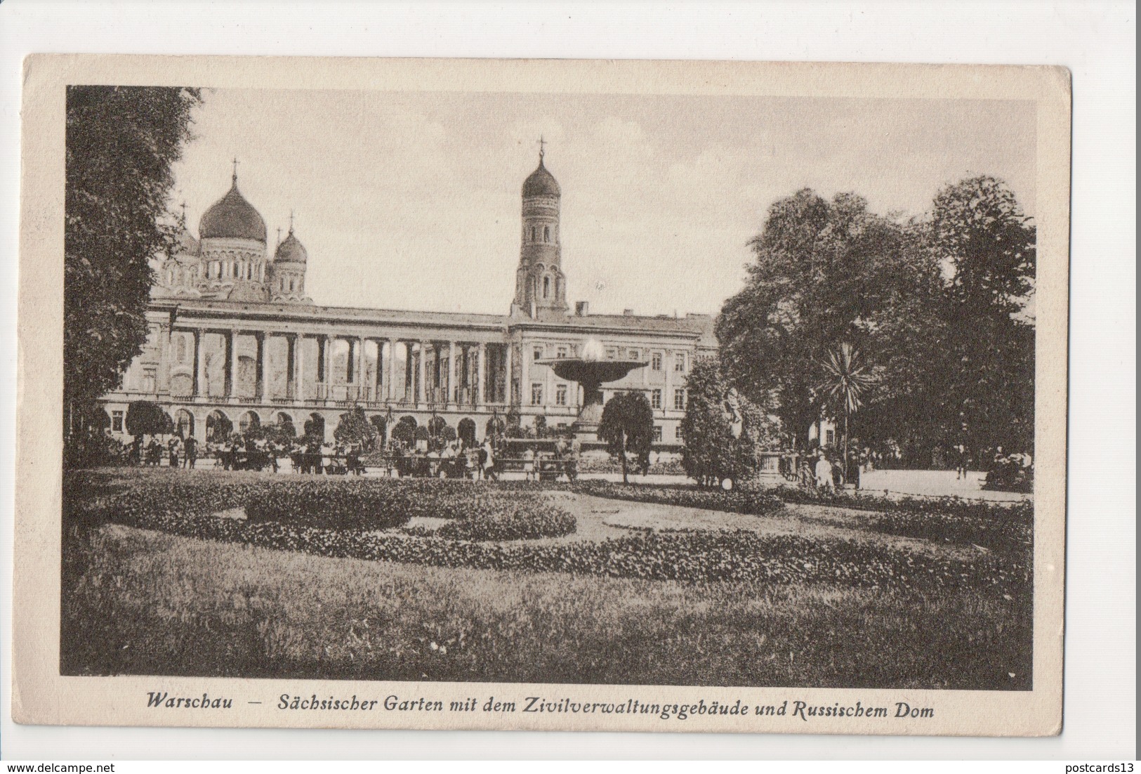 J-159 Warschau Warsaw Warsawa Poland Postcard Sachsischer Garten Russischem Dom - World