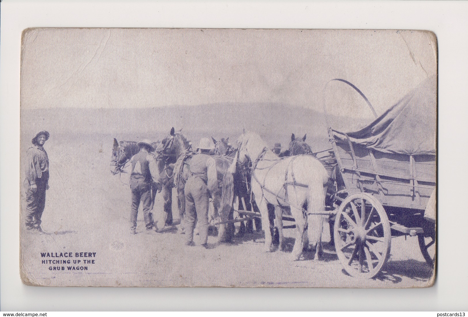 K-911 Wallace Beery Hitching Up The Grub Wagon Vintage Postcard - Other & Unclassified