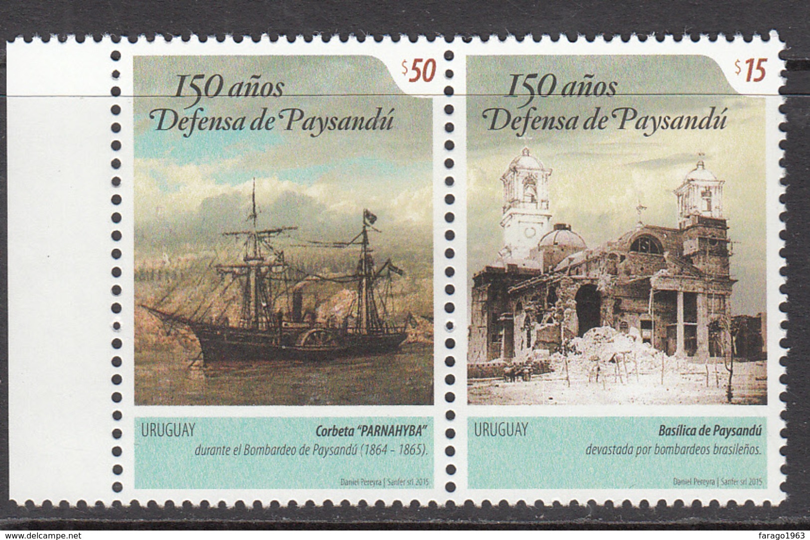 2016 Uruguay Paysandu Ships Military History Pair Complete Set Of 2 Stamps MNH - Uruguay