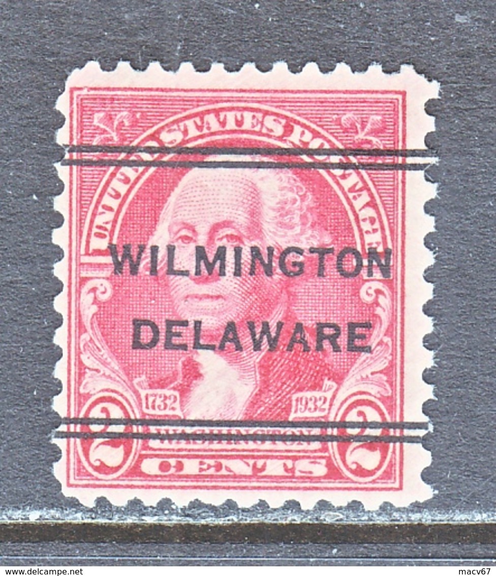 US   707   PERF  11 X 10 1/2  (o)  DELAWARE  STATE   PRECANCEL - Preobliterati