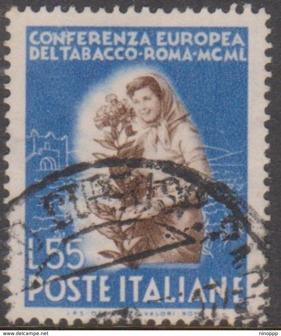 Italy Republic S 631 1950 Tobacco Conference,55 Lire Ultra And Brown,used - 1946-60: Used