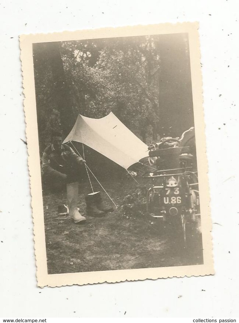 Photographie , MOTO , Camping ,  90 X 65 Mm - Automobiles