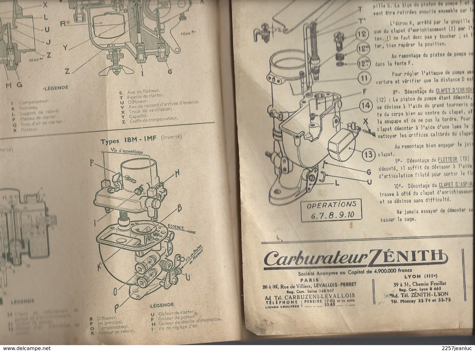 Rare Carnet D'Equipements Et Réglages De 1950 - Carburateur Zenith Stromberg. - Auto