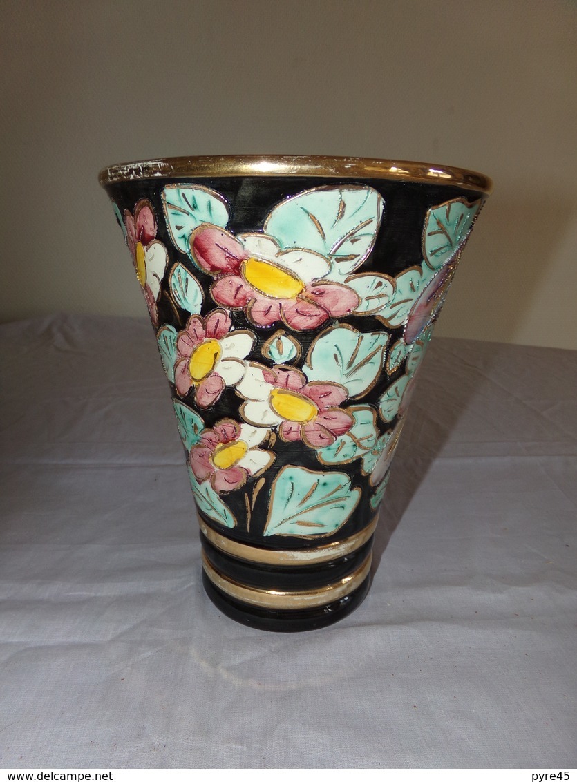 Vase Multicolore Motifs Floral En Céramique De Vallauris - Vallauris (FRA)