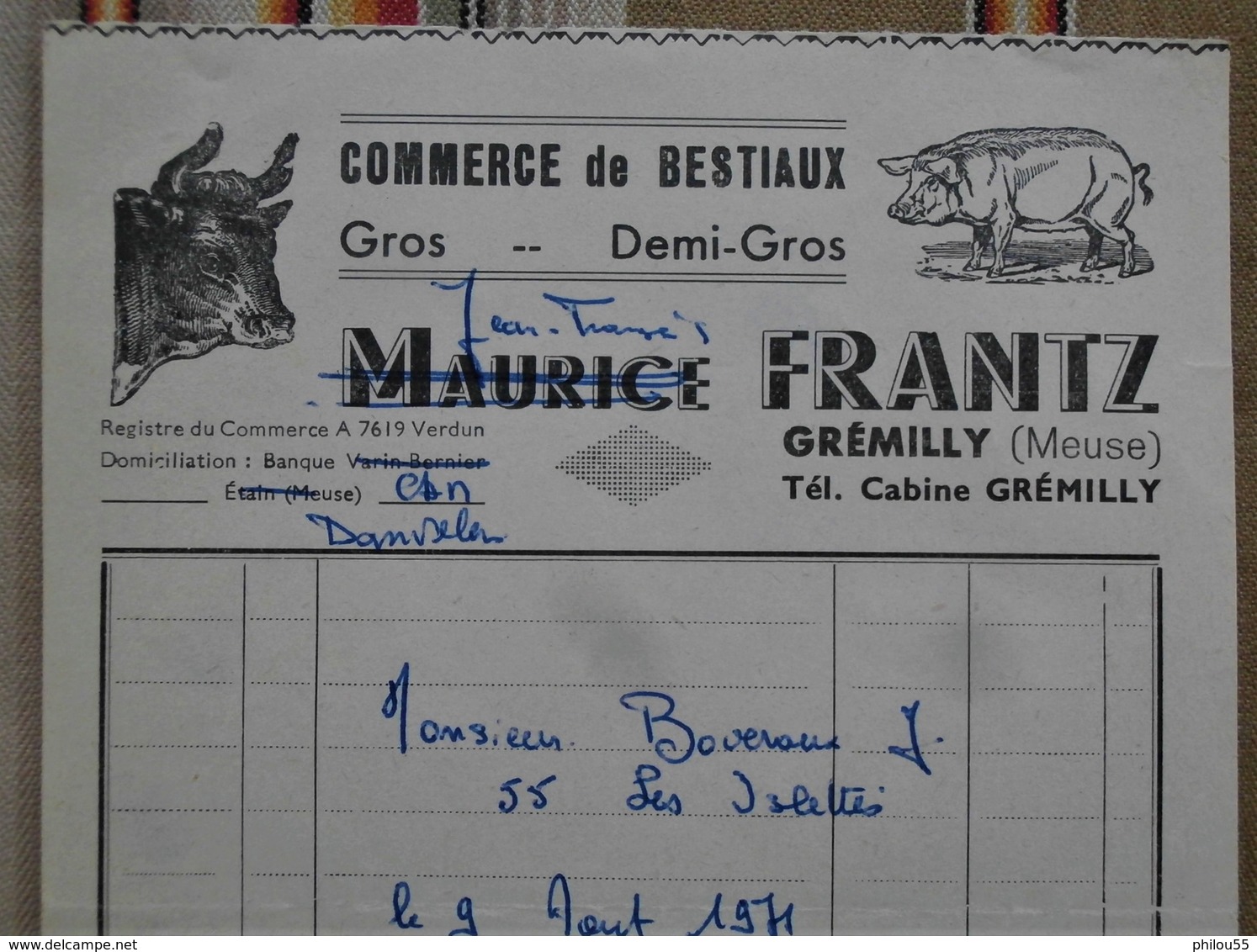 55 GREMILLY  Commerce De Bestiaux Maurice FRANTZ - 1950 - ...