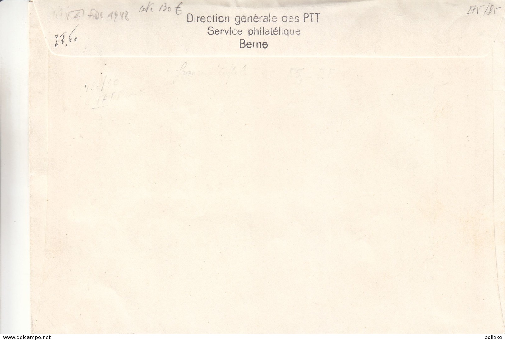 Suisse - Lettre FDC Recom De 1948 - Oblit Bern - Exp Vers Anvers - Valeur 130 Euros - Briefe U. Dokumente