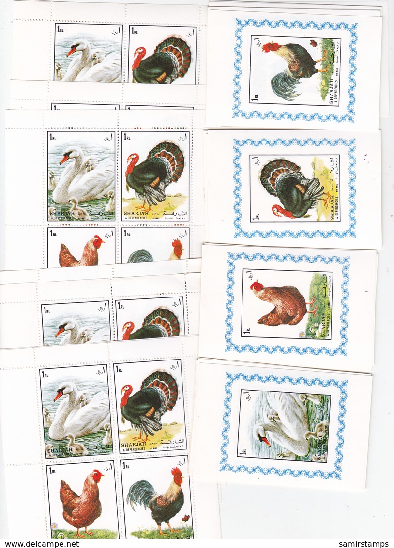 Sharjah 1972,Birds And Duck,sheet Of 4 V. + 4 Deluxe S.sheet -scarce X 9 - MNH- SKRILL PAYMENT ONLY - Sharjah