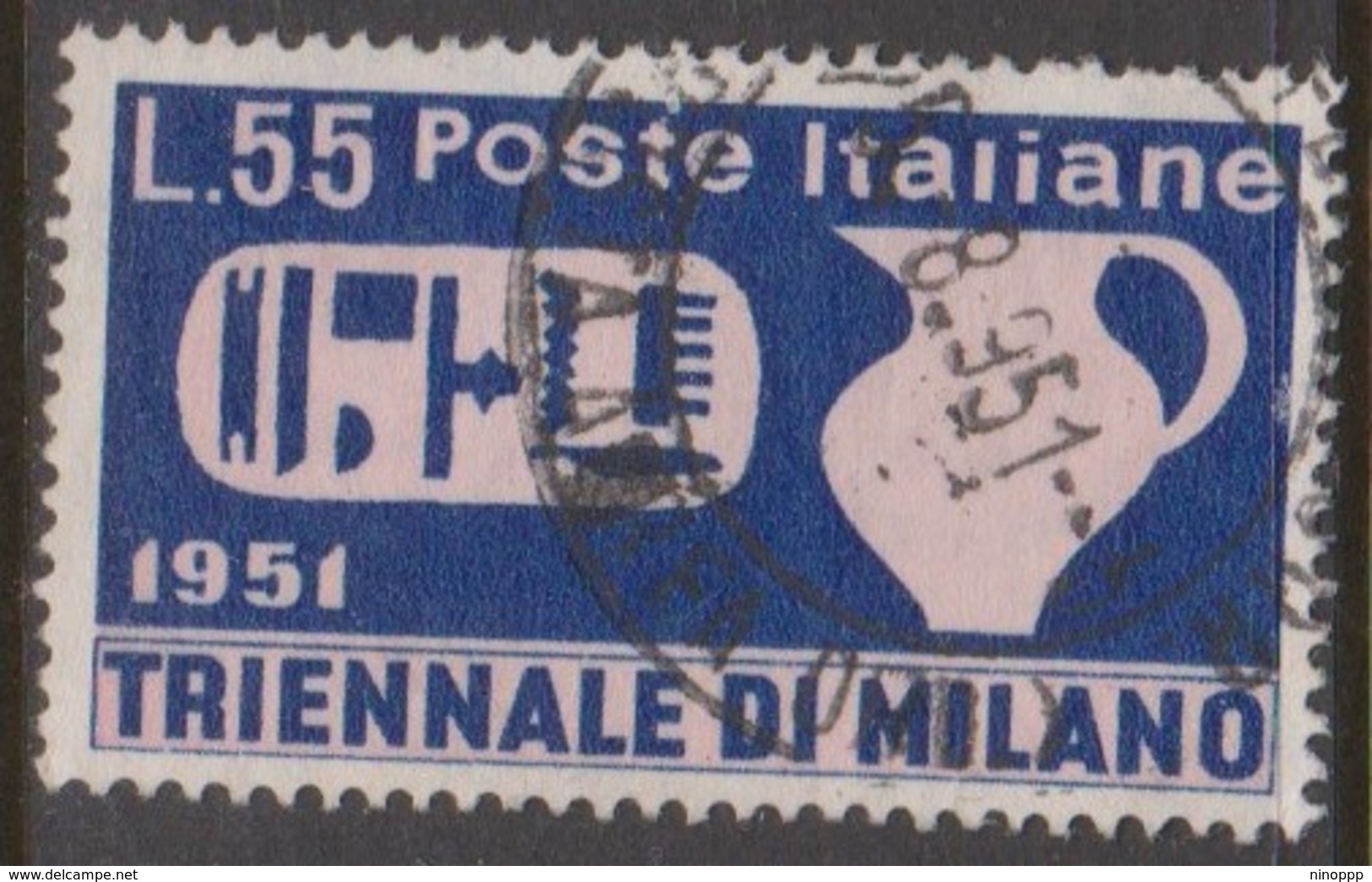 Italy Republic S 667 1951 Triennial Art Exhibition,55 Lire Violet And Pale Red,used - 1946-60: Used