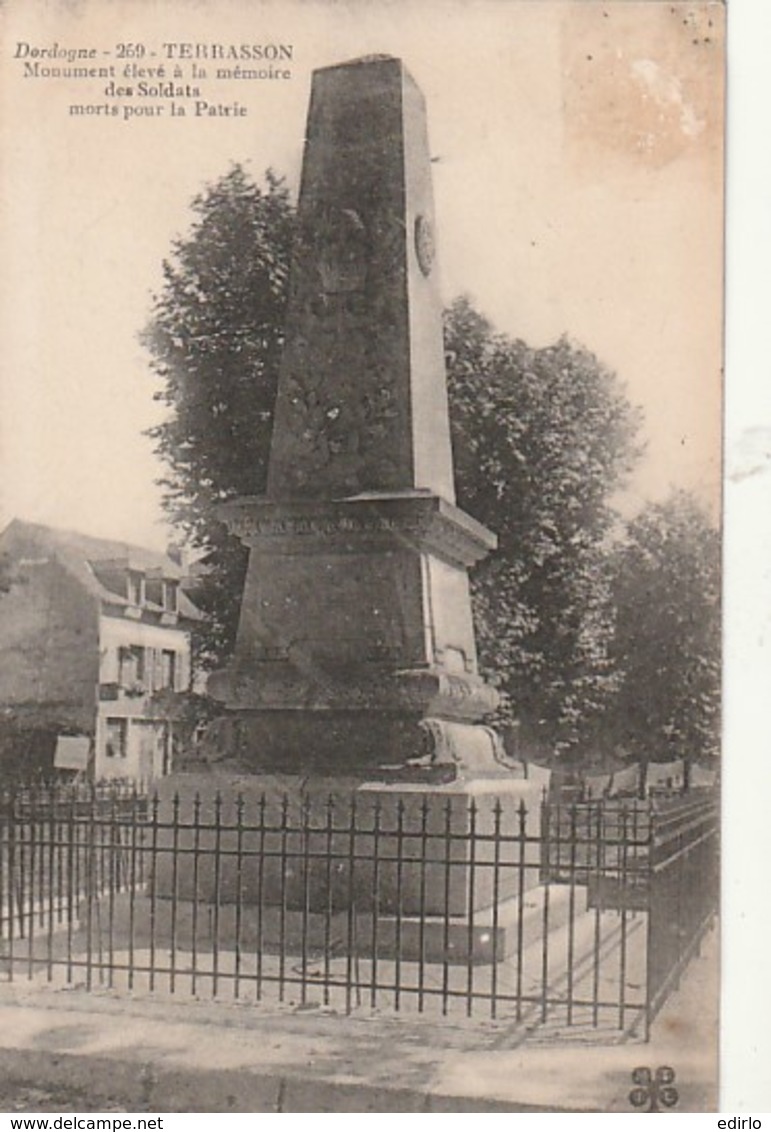 ***  24  ***   TERRASSON  Monument élevé à La Mémoire Des Soldats Morts Pour La France Monument Aux Morts -- TB (timbre? - Autres & Non Classés