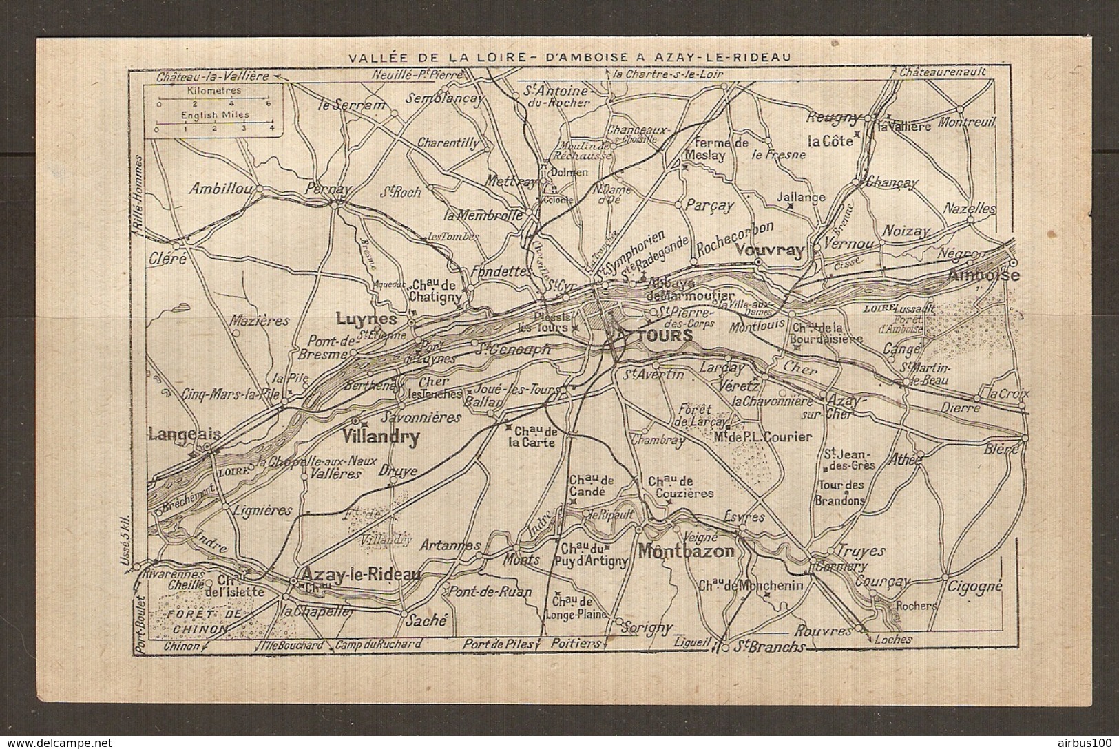 CARTE PLAN 1922 - VALLEE De La LOIRE D'AMBOISE à AZAY Le RIDEAU - LANGEAIS VILLANDRY MONTBAZON LUYNES VOUVRAY TOURS - Topographical Maps