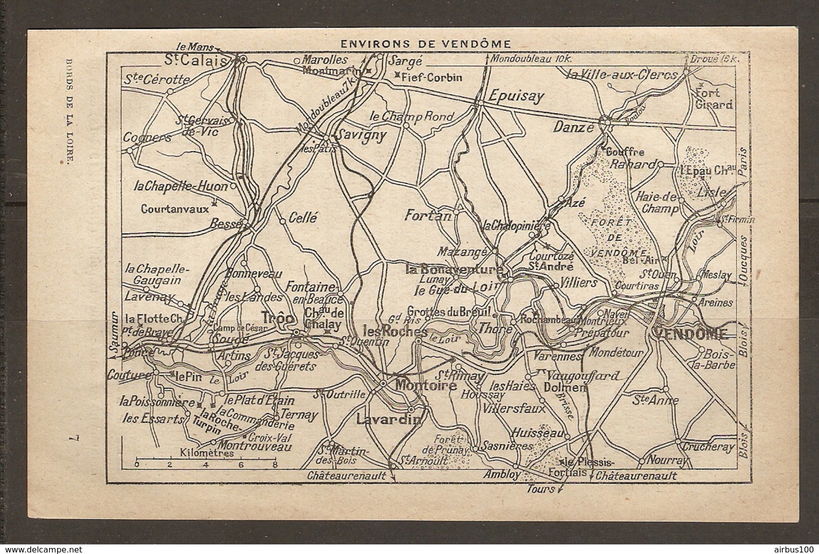 CARTE PLAN 1922 - ENVIRONS De VENDOME - LAVARDIN MONTOIRE TROO LA BONAVENTURE AZE DANZE EPUISAY - Topographical Maps