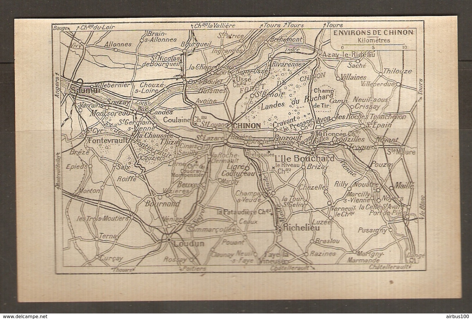 CARTE PLAN 1922 - ENVIRONS De CHINON - ILE BOUCHARD BOURNAND LOUDUN RICHELIEU FONTEVRAULT THIZAY - Topographical Maps