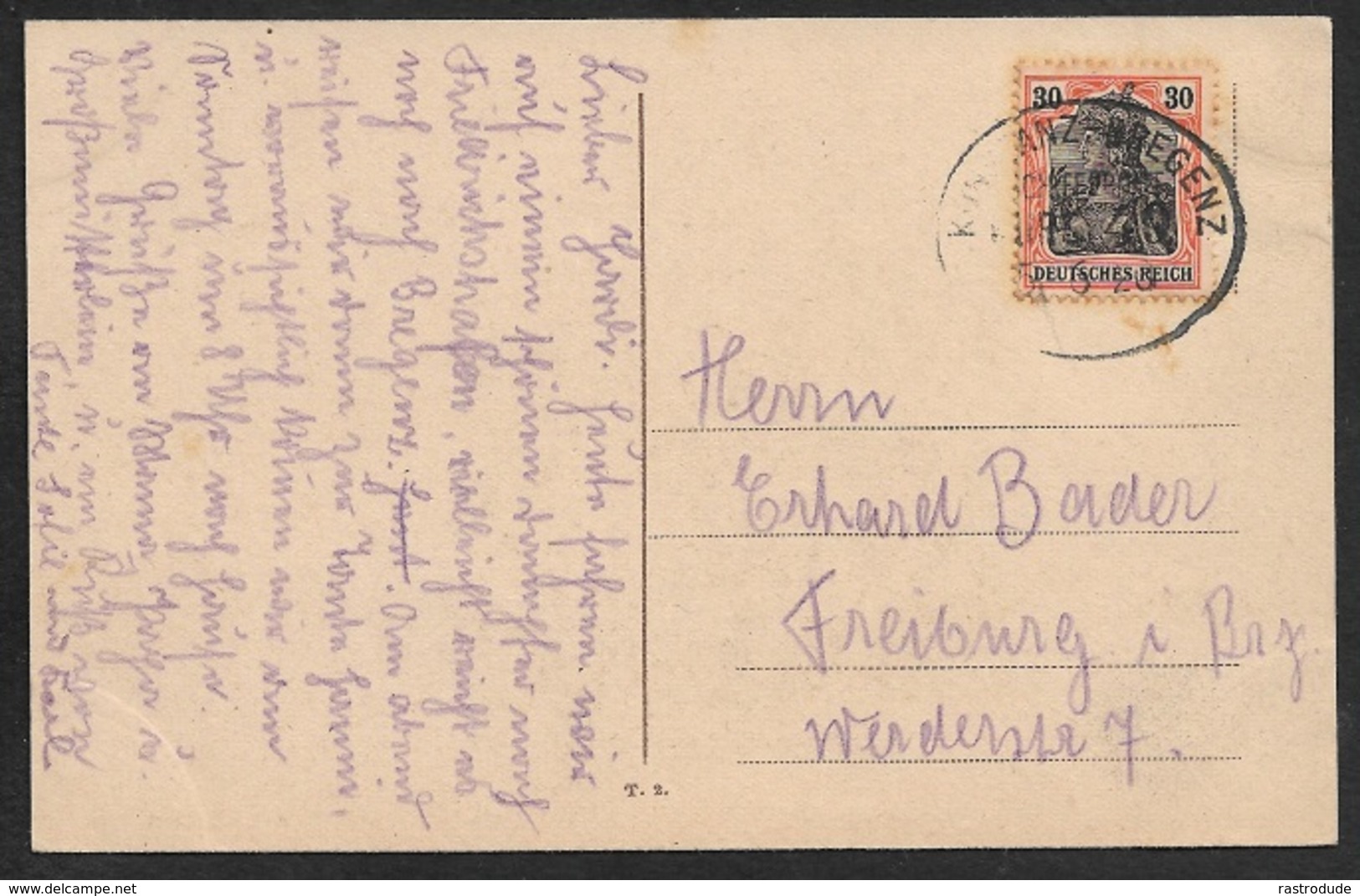 1920 - DR  -AK 30Pfg Mi. 89 Bodensee Schiffspost Konstanz-Bregenz Nach Freiburg - Lettres & Documents