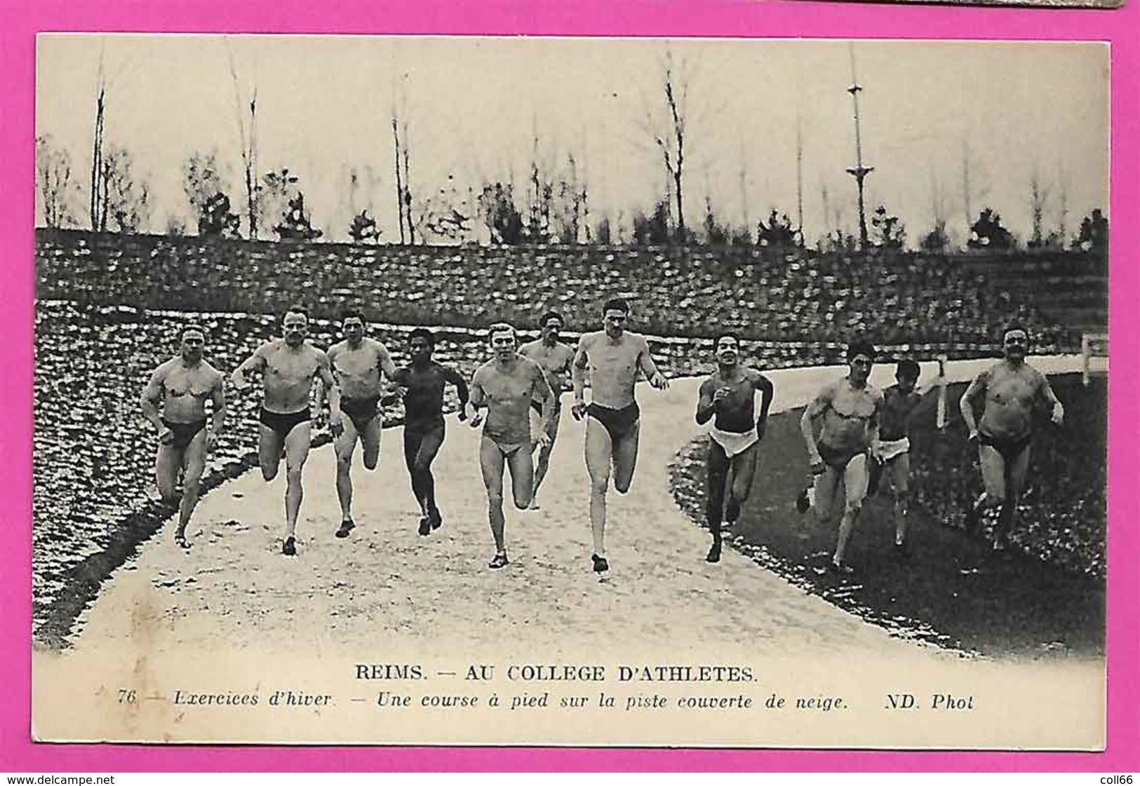 51 Reims RARE Au Collège D’athlètes Course à Pieds  Sur Piste Neige TB Animée éditeur ND Phot 76 Dos Scanné - Reims