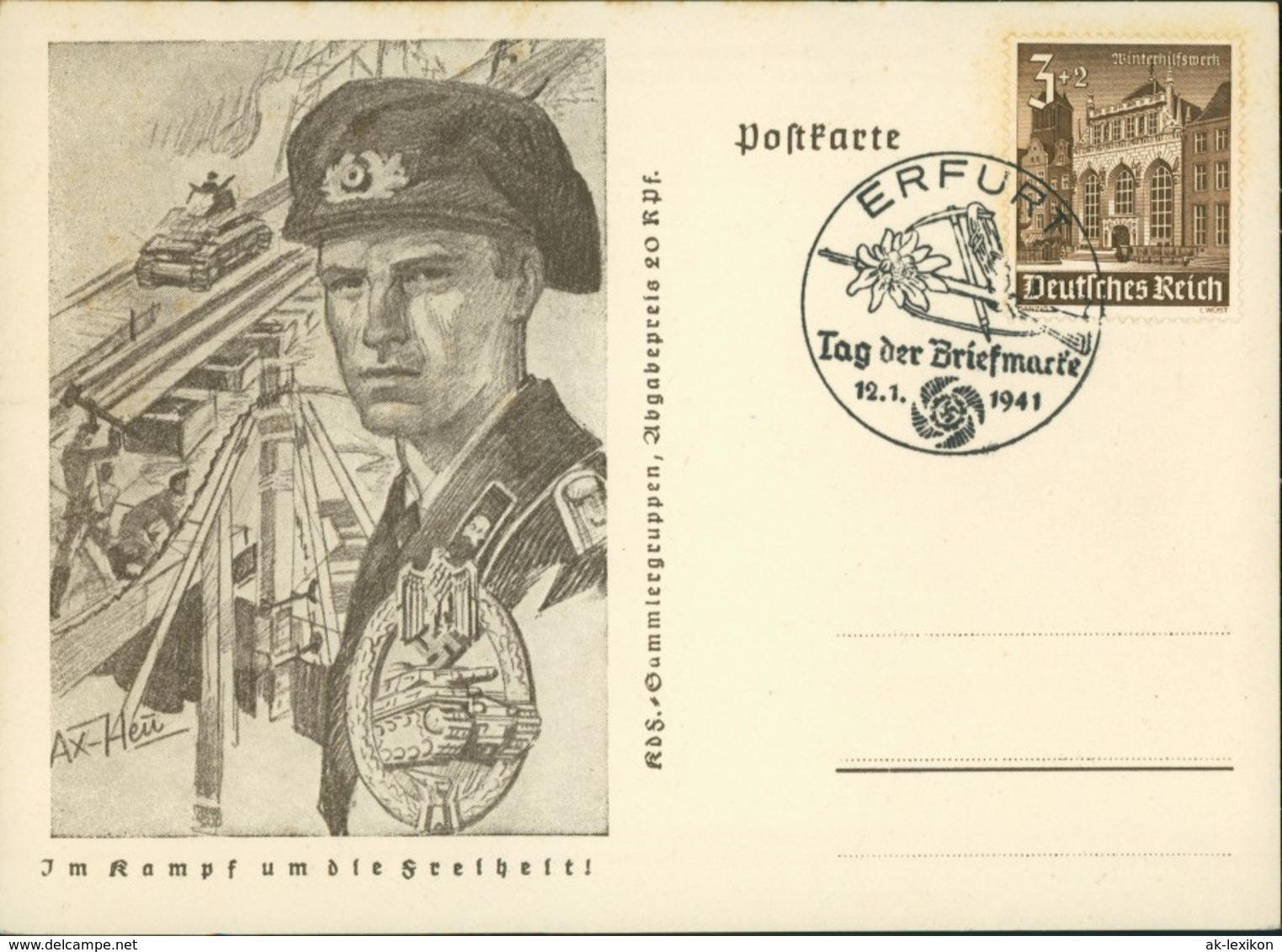  Ganzsache Deutsches Reich: Im Kampf Um Die Freiheit! Sonderstempel: Erfurt-Tag Der Briefmarke 1941 - Unclassified