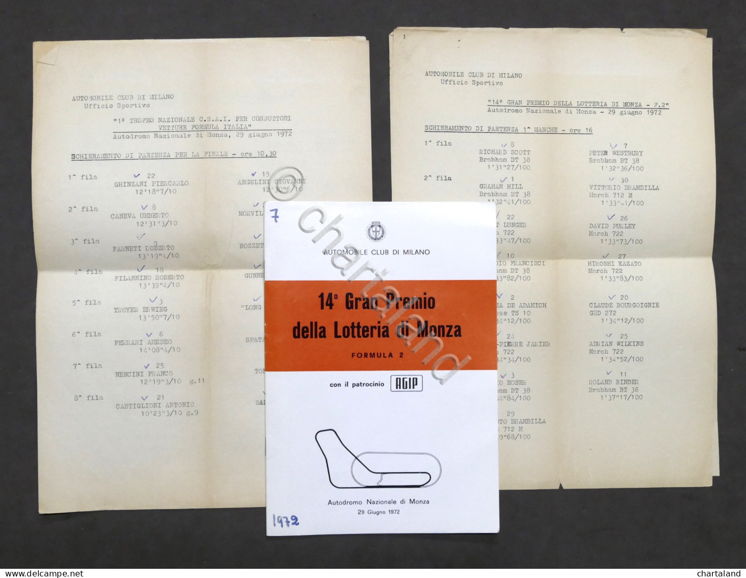 14° Gran Premio Lotteria Autodromo Di Monza - Formula 2 - 1972 - Regolamento - Altri & Non Classificati