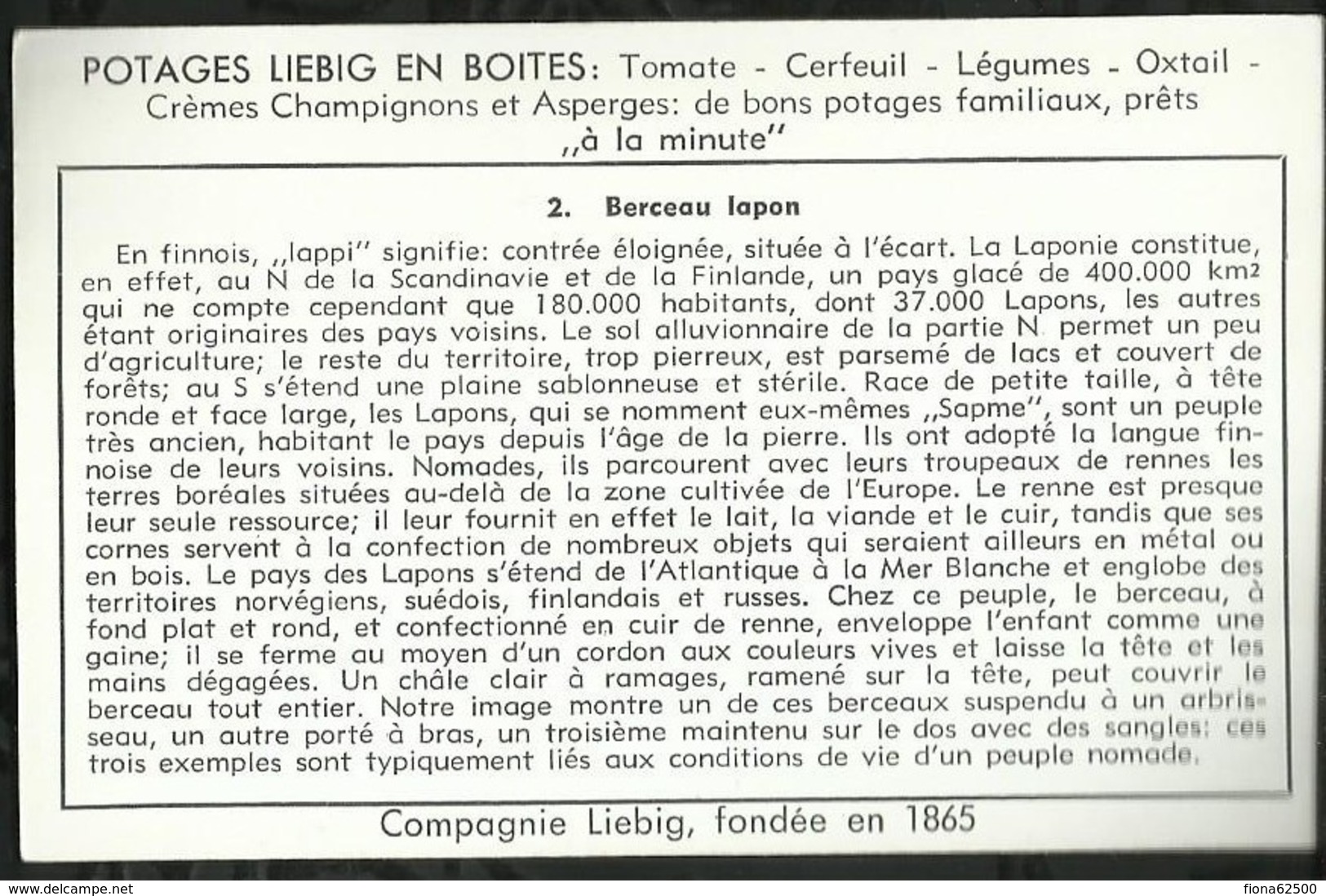 CHROMO LIEBIG . BERCEAUX EXOTIQUES . BERCEAU LAPON . - Liebig