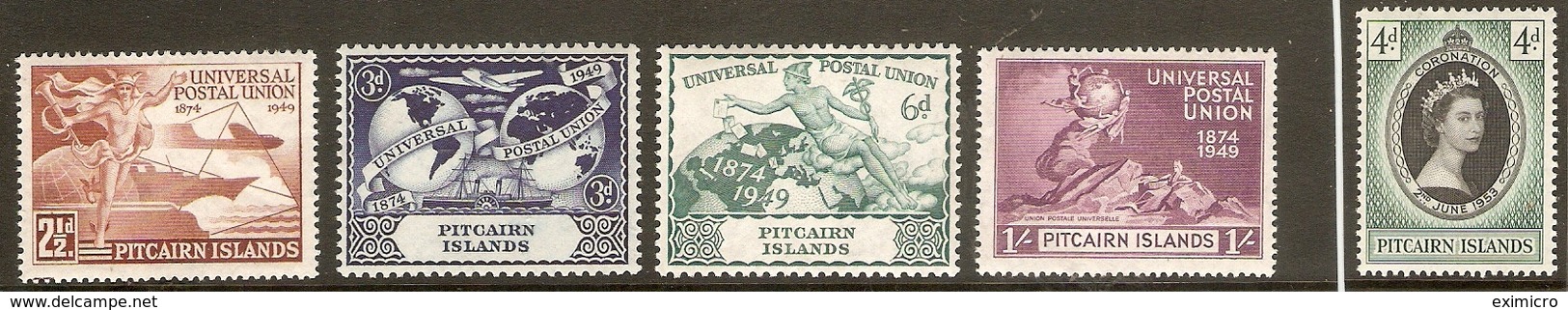 PITCAIRN ISLANDS 1949 UPU AND 1953 CORONATION SETS SG 13/17 UNMOUNTED MINT Cat £16.50 - Islas De Pitcairn