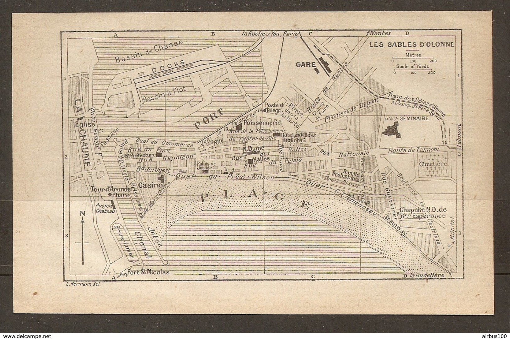 CARTE PLAN 1922 - LES SABLES D'OLONNE - BASSIN De CHASSE BASSIN à FLOT DOCKS LA CHAUME TOUR D'ARUNDEL PLAGE - Topographical Maps