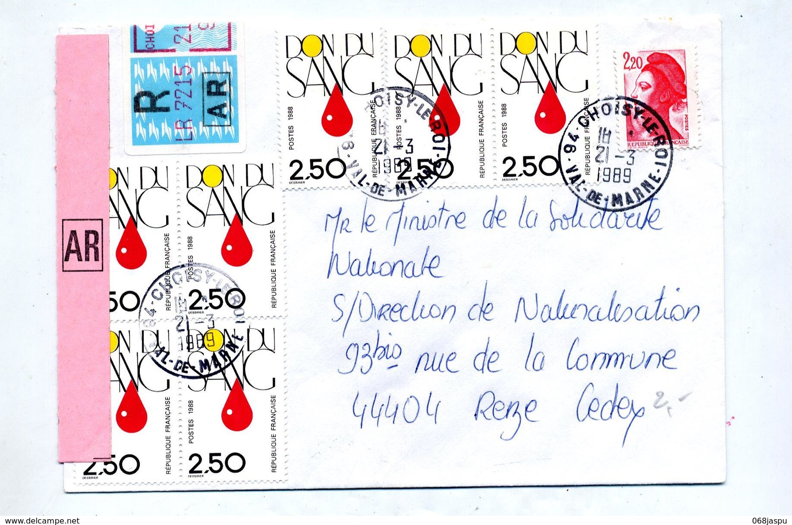 Lettre Recommandée Choisy Le Roi Sur Sang - Manual Postmarks