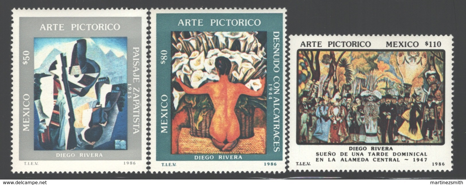 Mexico - Mexique 1986 Yvert 1163-65, Contemporary Art. Diego Rivera Paintings - MNH - México