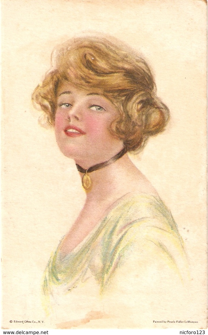 "Pretty Lady" Nice Antique American Postcard - Mujeres