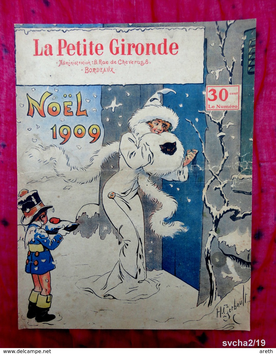 Couverture De La Petite Gironde - Noel 1909 - Illustration H. Gerbault - Autres & Non Classés