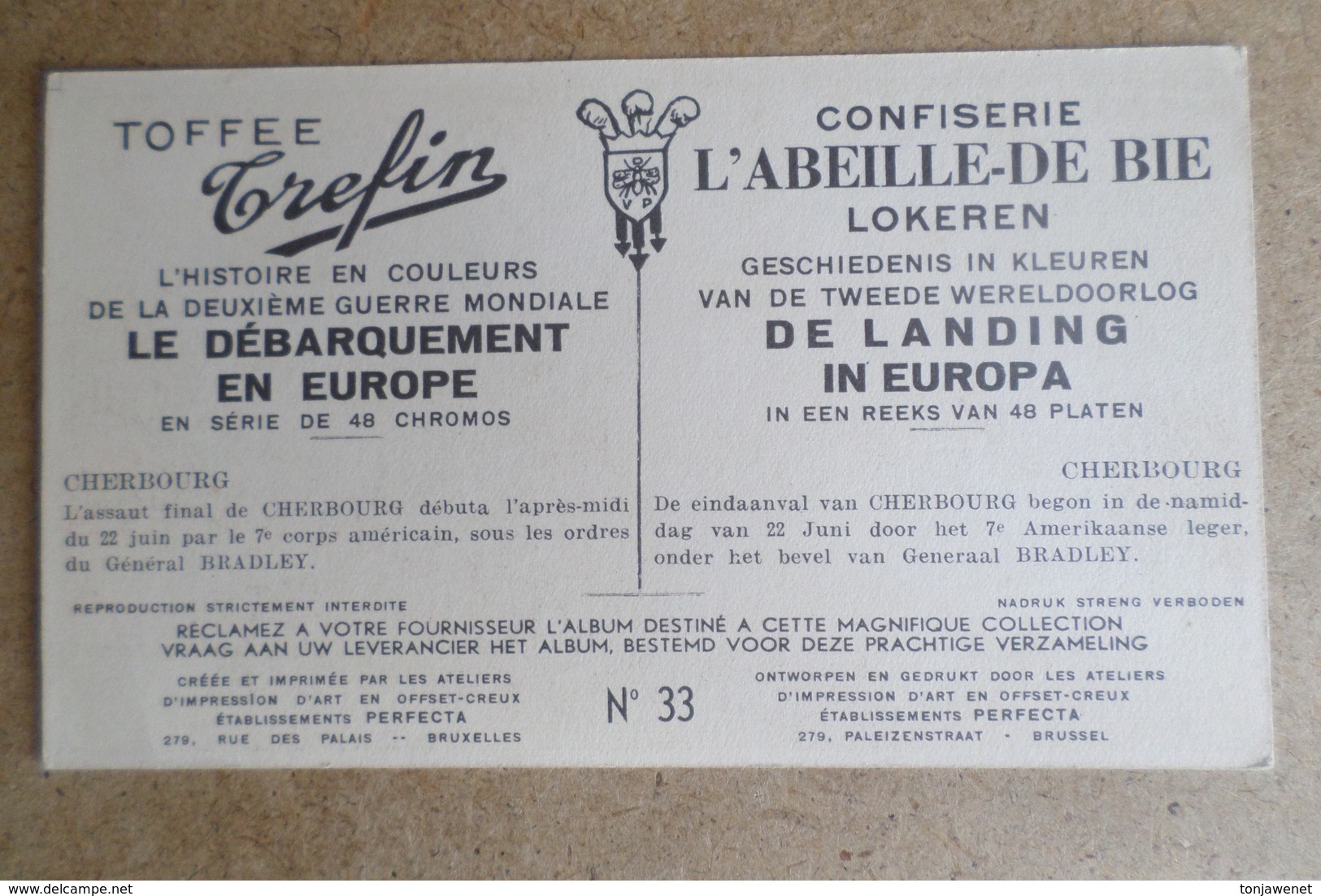 TOFFEE TREFIN - Le Débarquement En Europe N°33 - Cherbourg ( Chromos - Chocolat ) - Other & Unclassified