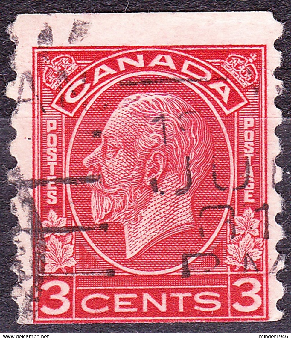 CANADA 1933 KGV 3c Scarlet Coil Stamp SG328 Fine Used - Oblitérés