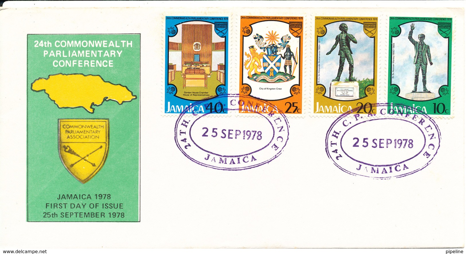 Jamaica FDC 25-9-1978 24th Commonwealth Parliamentary Conference Complete Set Of 4 With Cachet - Jamaica (1962-...)