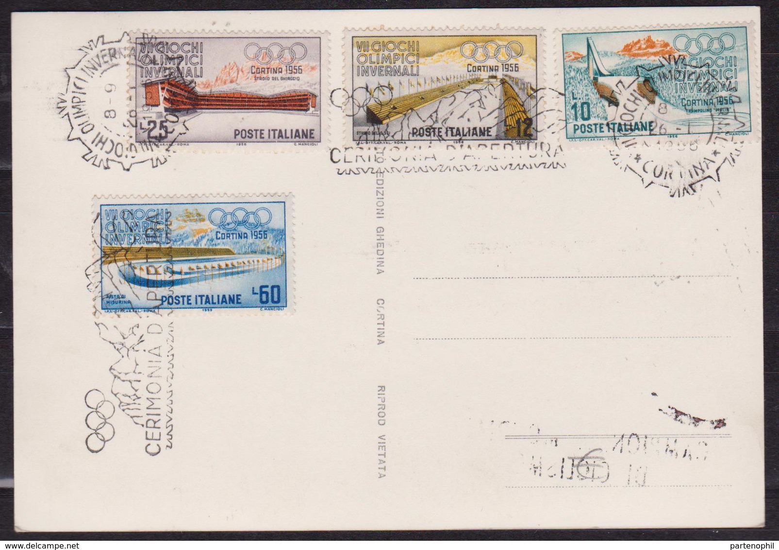 Italy 1956 Postcard Winter Olympic Games FDC Rare Cancellation - - Hiver 1956: Cortina D'Ampezzo