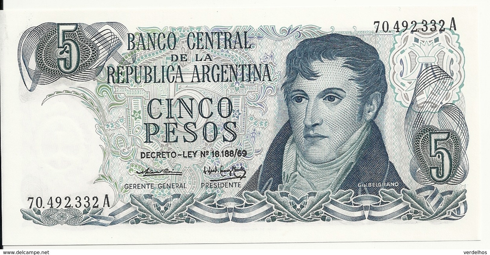 ARGENTINE 5 PESOS ND1974-76 UNC P 294 - Argentine