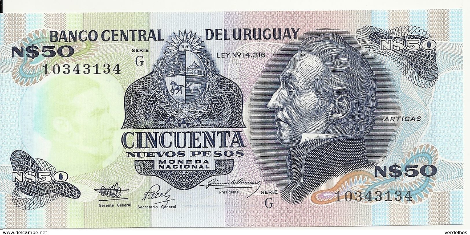 URUGUAY 50 NUEVOS PESOS ND1989 UNC P 61A - Uruguay