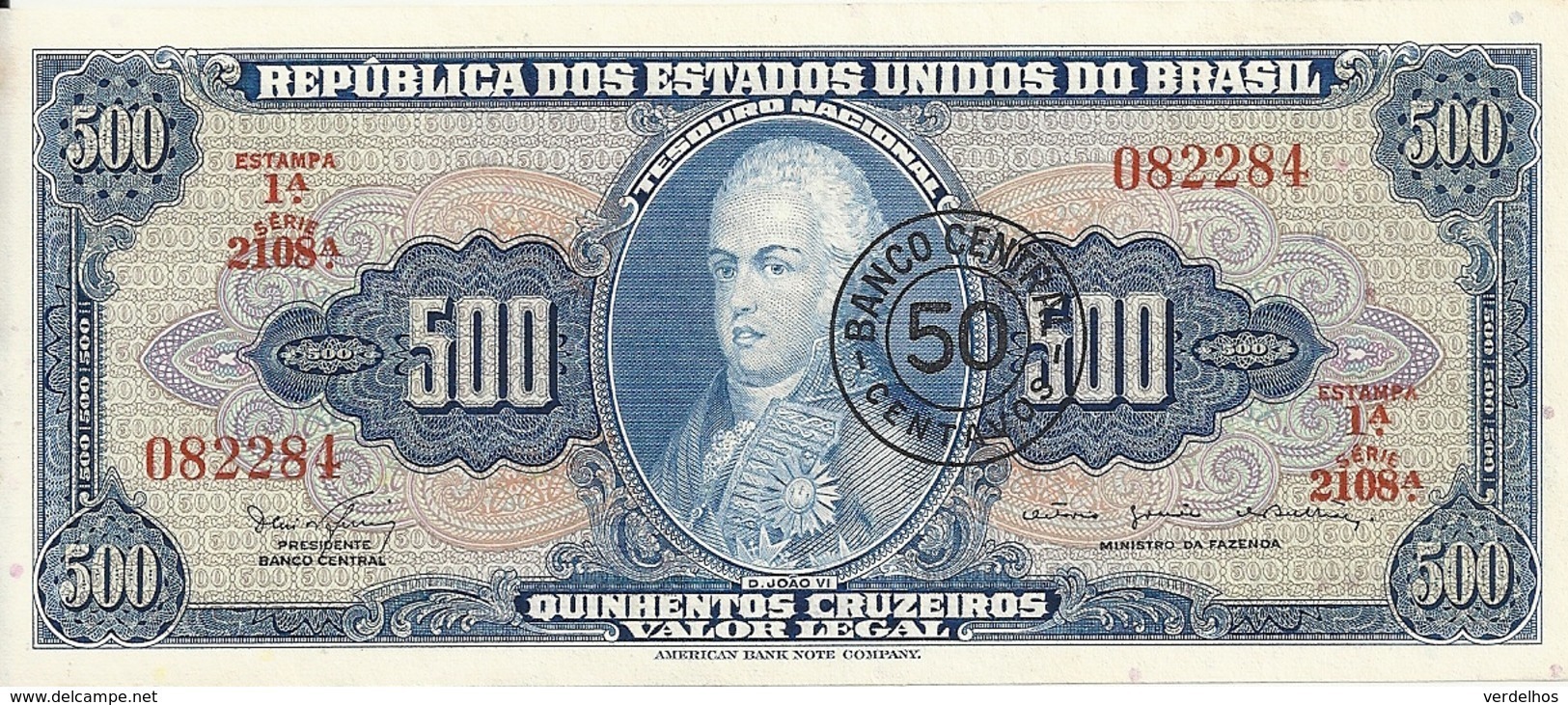 BRESIL 500 CRUZEIROS ND1967 UNC P 186 - Brazilië
