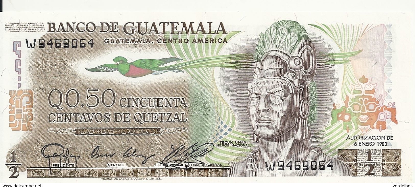 GUATEMALA  50 CENTAVOS DE QUETZAL 1983 UNC P 58 C - Guatemala