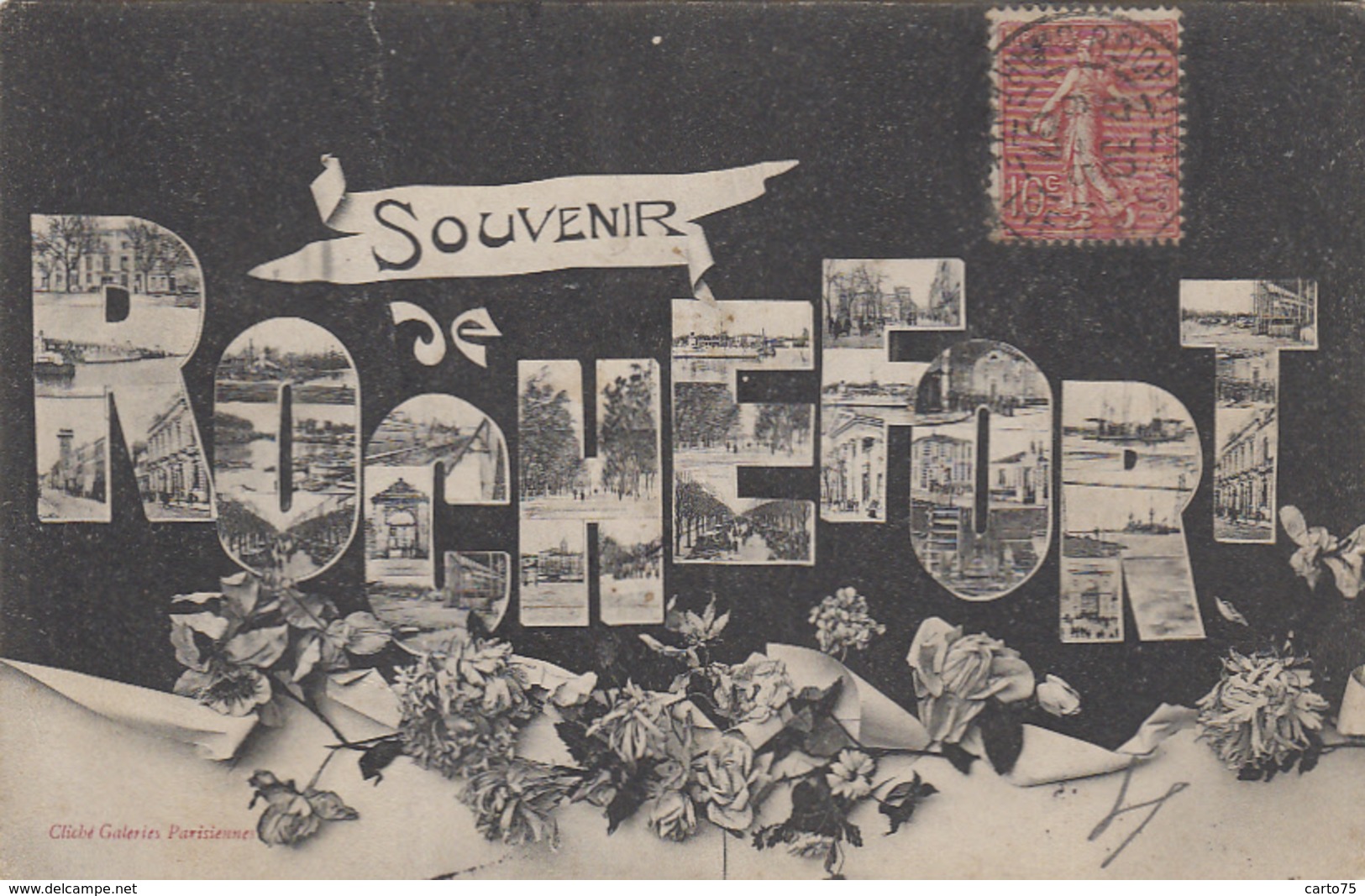 Rochefort-sur-Mer 17 -  Souvenir - Fantaisie Fond Noir - 1907 - Rochefort