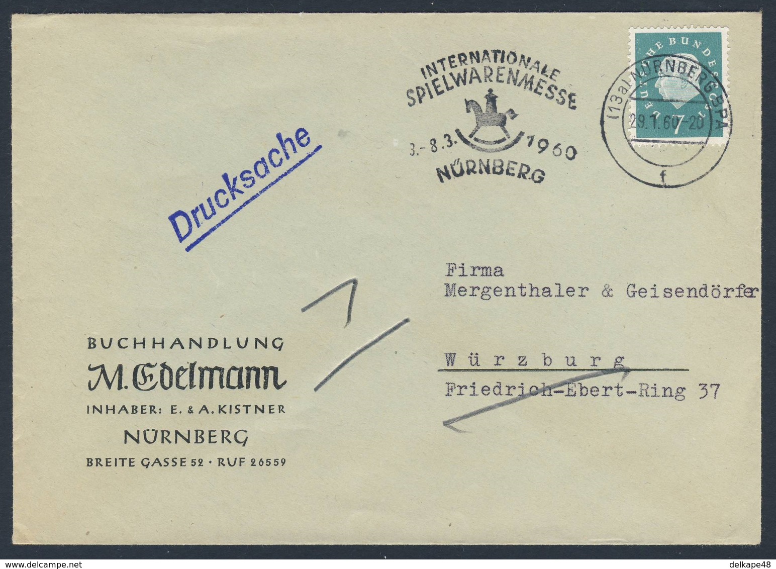 Deutschland Germany 1960 Brief Cover - Int. Spielwarenmesse, 3.-8.3.1960 - Nürnberg / Toy Fair / Speelgoedbeurs - Andere & Zonder Classificatie