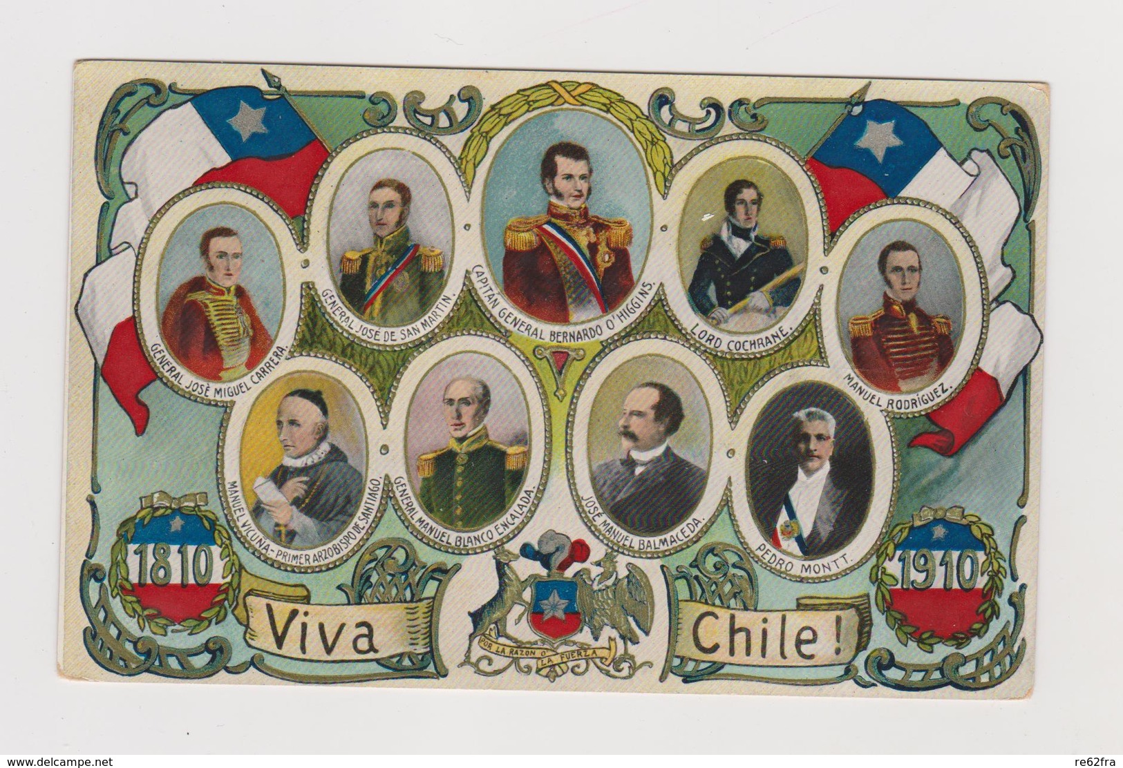 Chile,  1810-1910, Independencia  - F.p. -  Anno 1910 - Cile