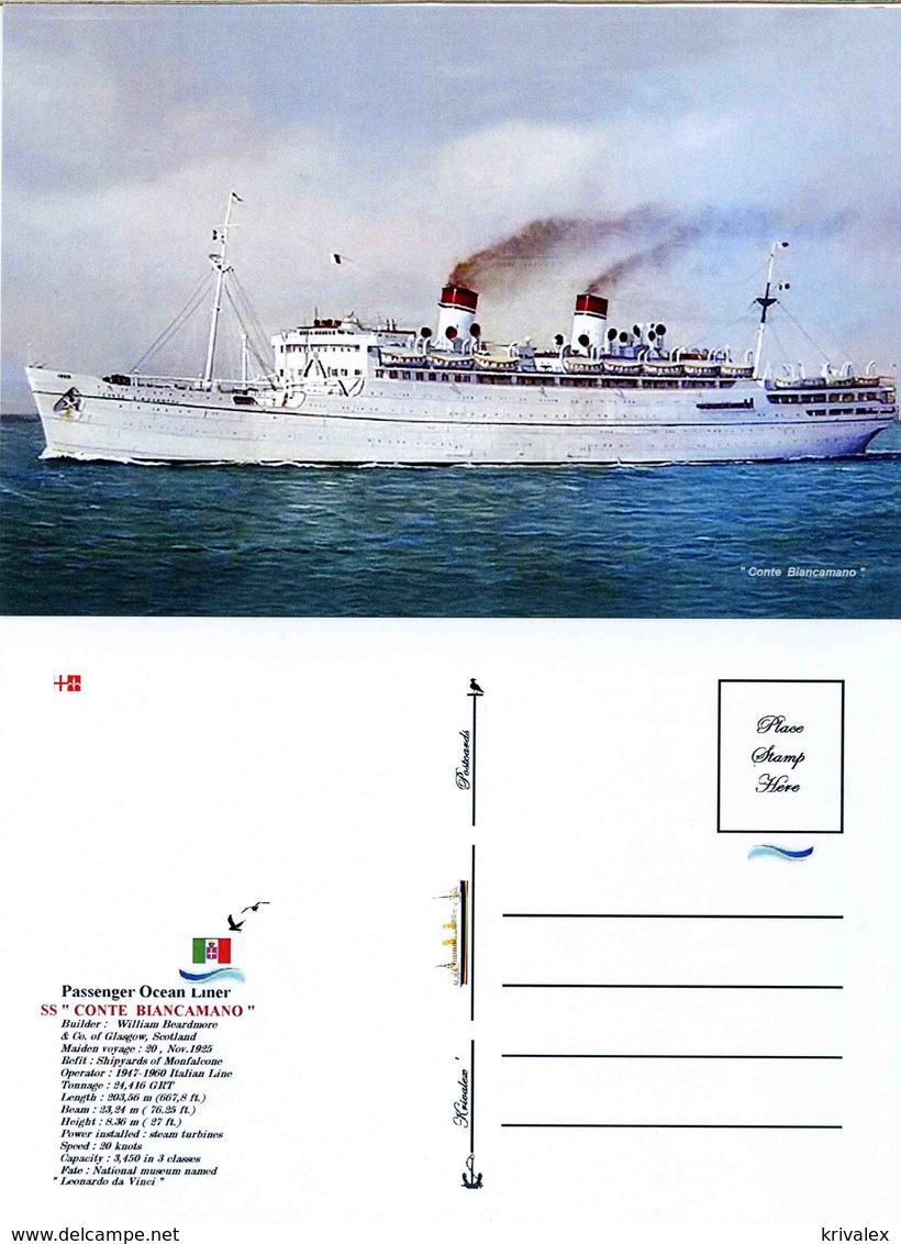 Ship Postcards - Passenger Ship    " Conte Beancamano  " Variant   Read Description - Sonstige & Ohne Zuordnung