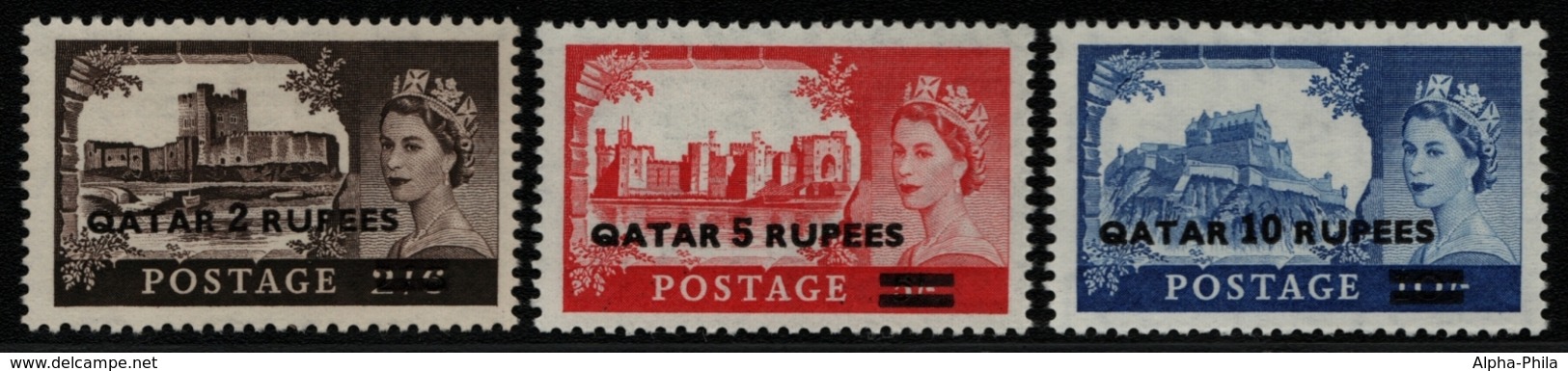 Qatar 1957 - Mi-Nr. 13-15 I ** - MNH - Burgen - Queen Elizabeth (I) - Qatar