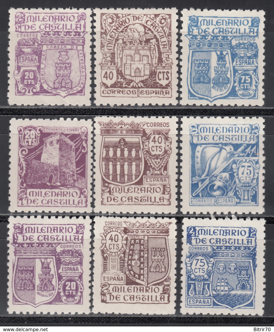 1944 Edifil Nº 974 / 982 MNH. Milenario De Castilla. - Nuevos