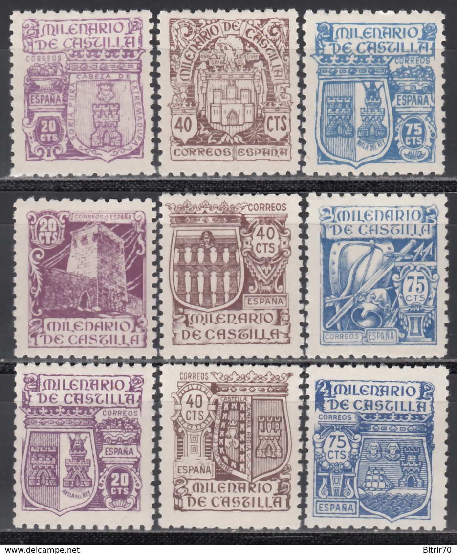 1944 Edifil Nº 974 / 982 MH. Milenario De Castilla. - Nuevos