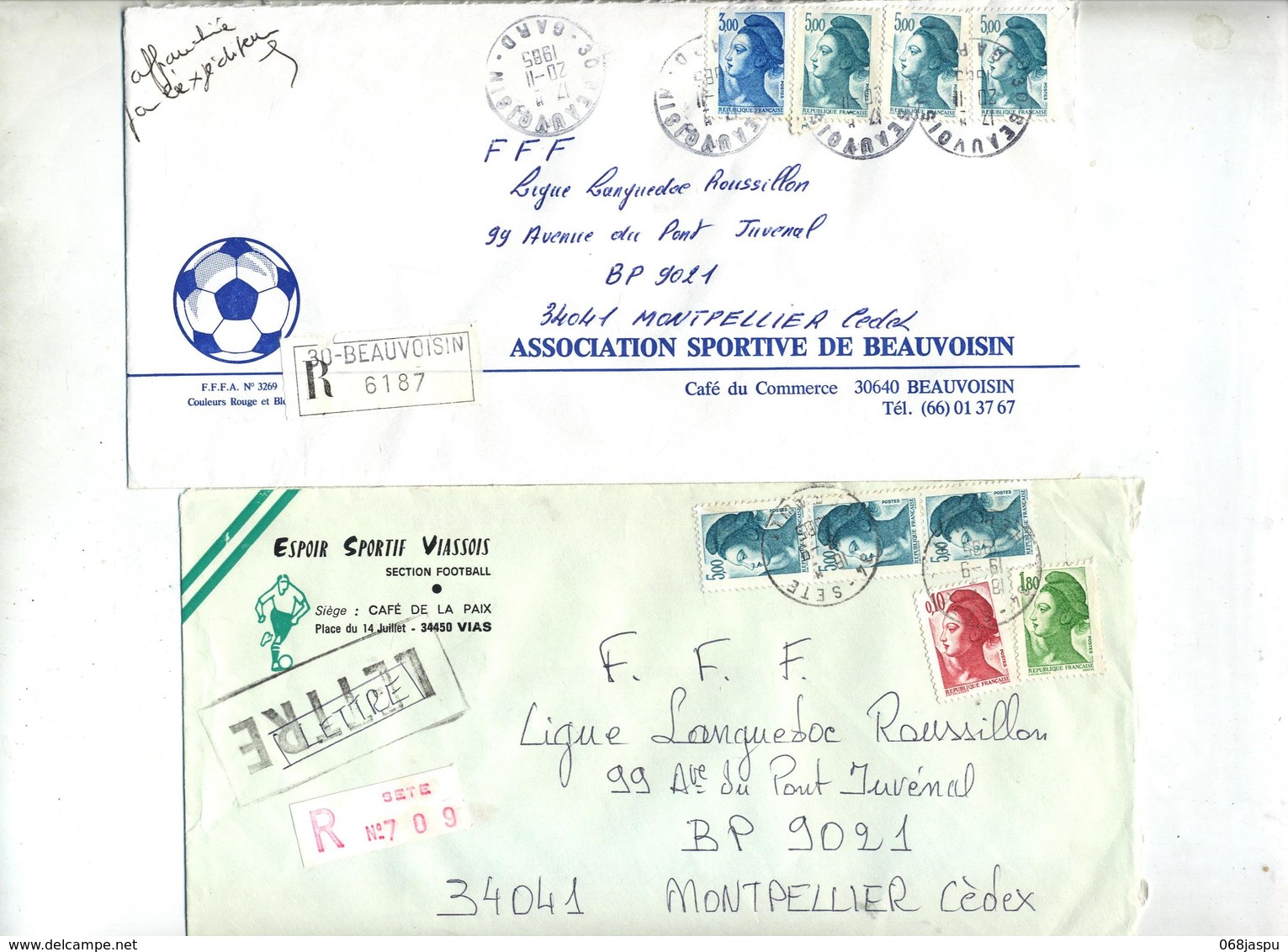 Lot 25 Lettre Recommandée Herault à Voir Entete Football - Manual Postmarks