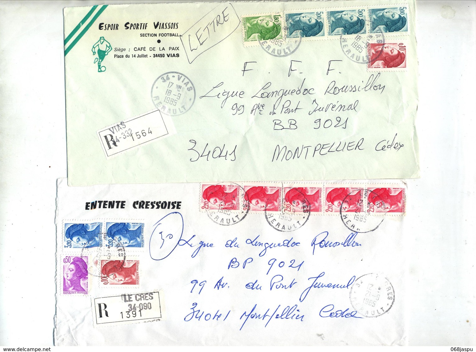 Lot 25 Lettre Recommandée Herault à Voir Entete Football - Manual Postmarks