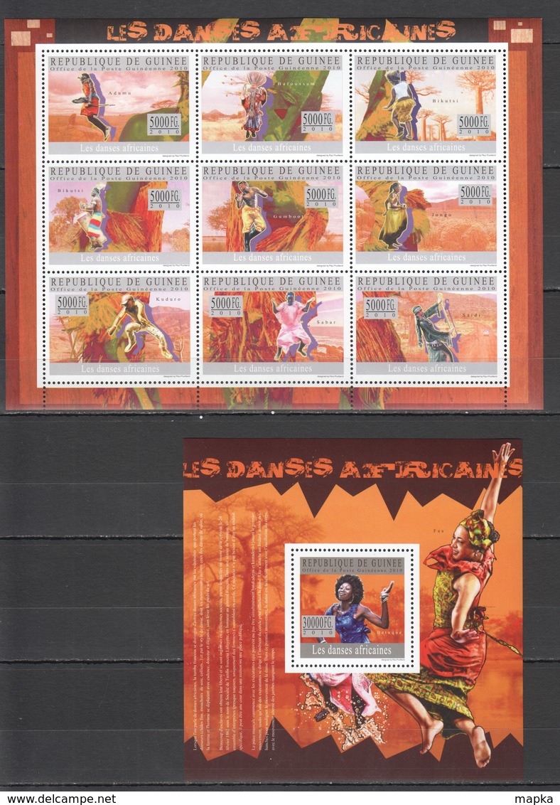 T532 2010 GUINEE GUINEA CULTURE DANCES OF AFRICA 1KB+1BL MNH - Danza