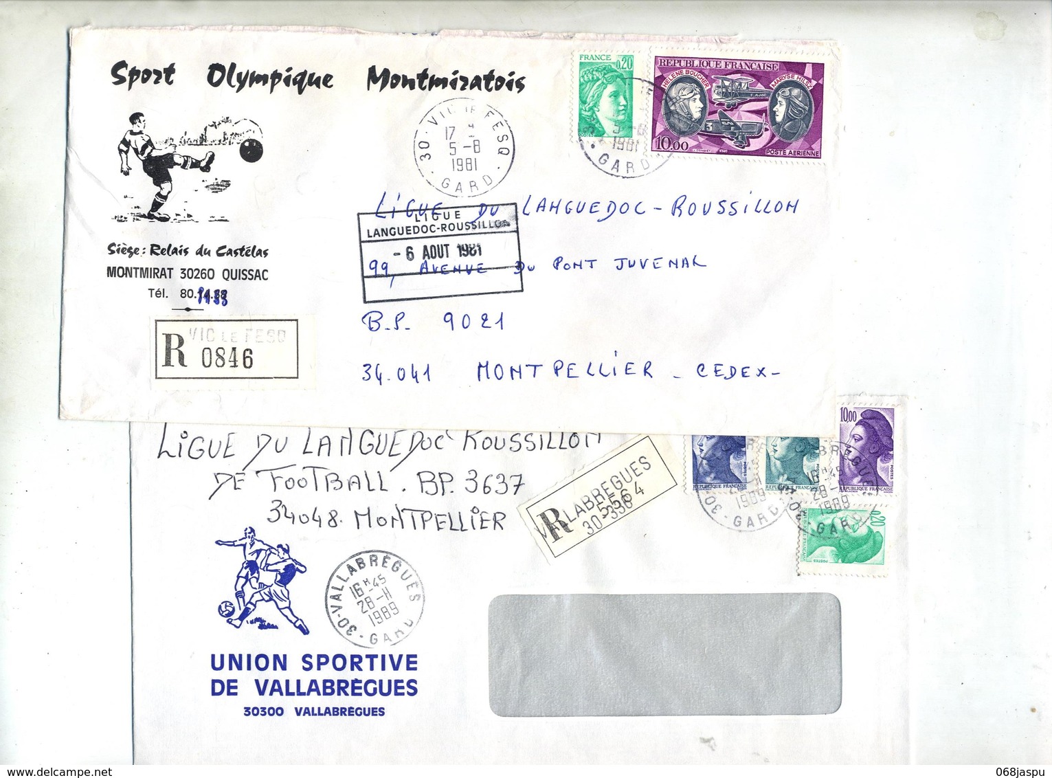 Lot 26 Lettre Recommandée Gard à Voir Entete Football - Manual Postmarks