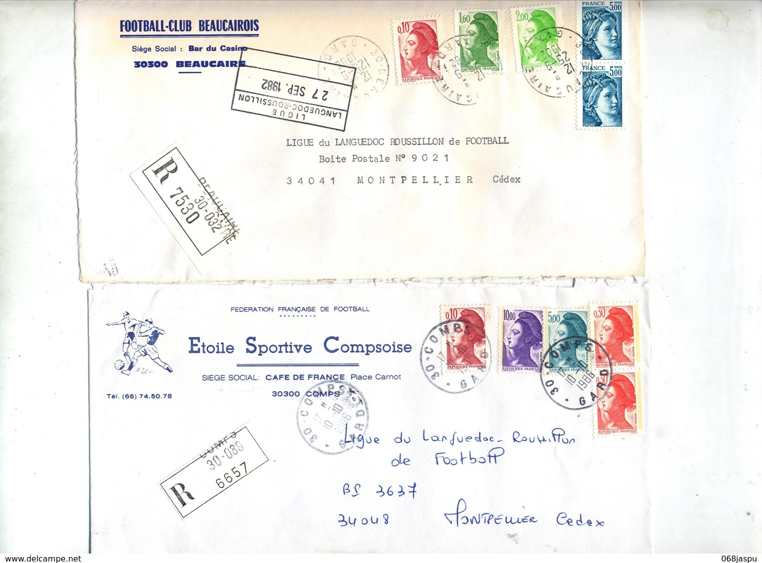 Lot 26 Lettre Recommandée Gard à Voir Entete Football - Manual Postmarks