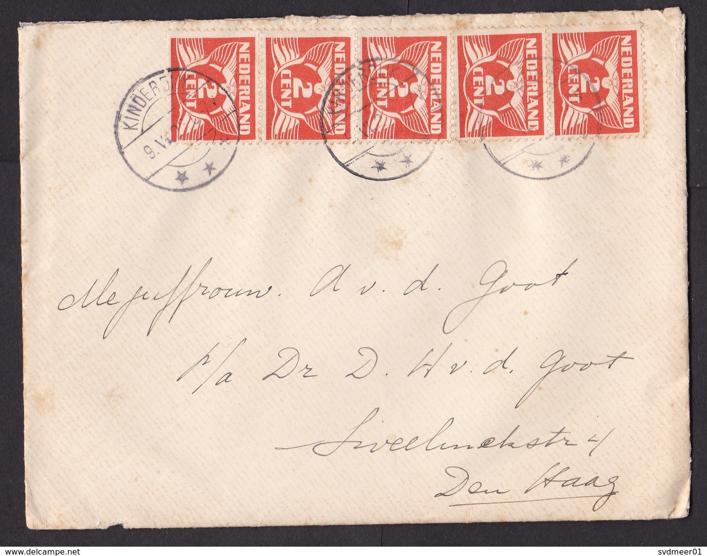 Netherlands: Cover, 1928, 5 Stamps, Cancel Kinderdijk (famous Windmill Town) (minor Damage) - Lettres & Documents