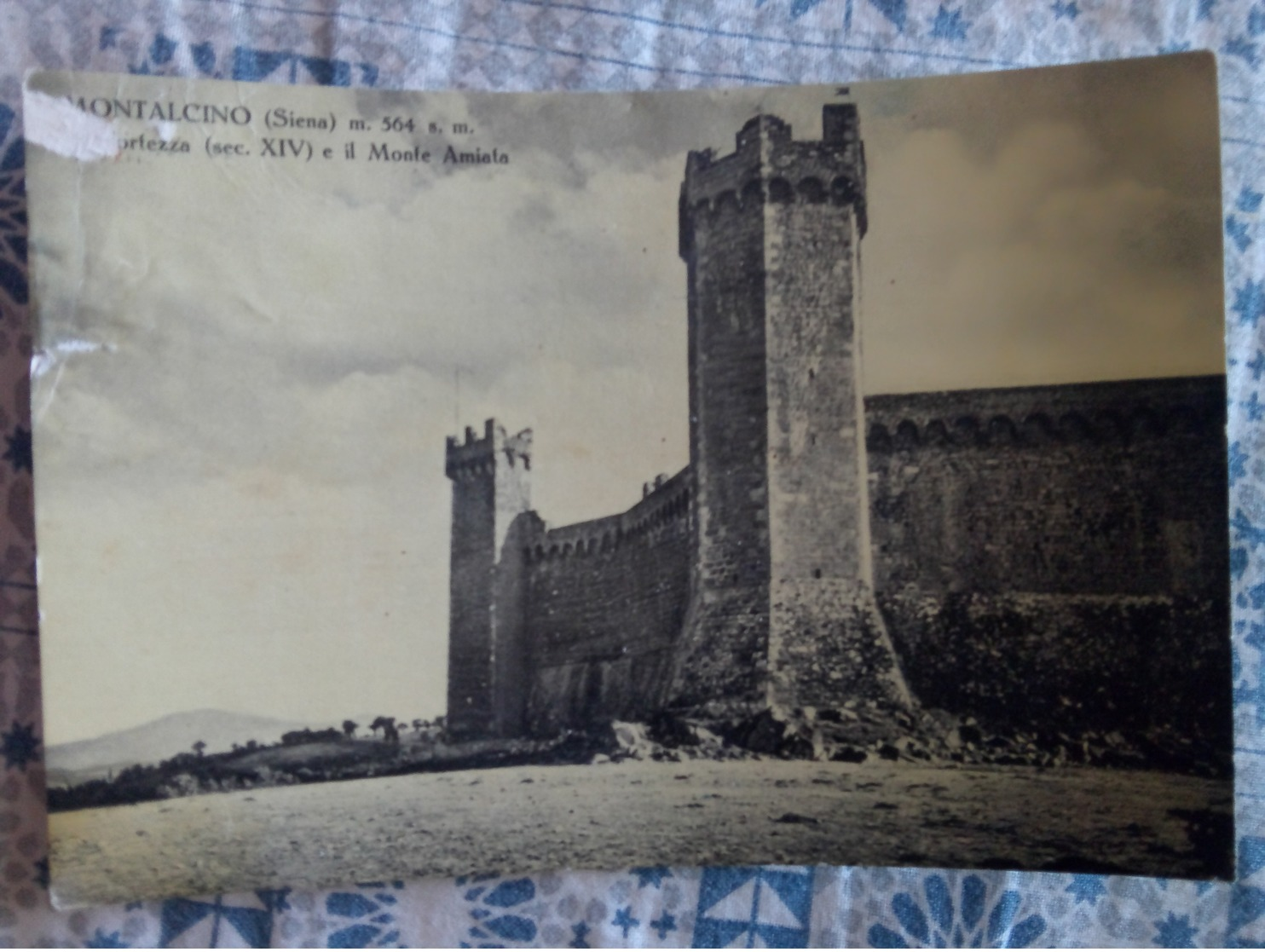 Montalcino Siena Fortezza Monte Amista Cartolina VIAGGIATA 1953 - Autres & Non Classés