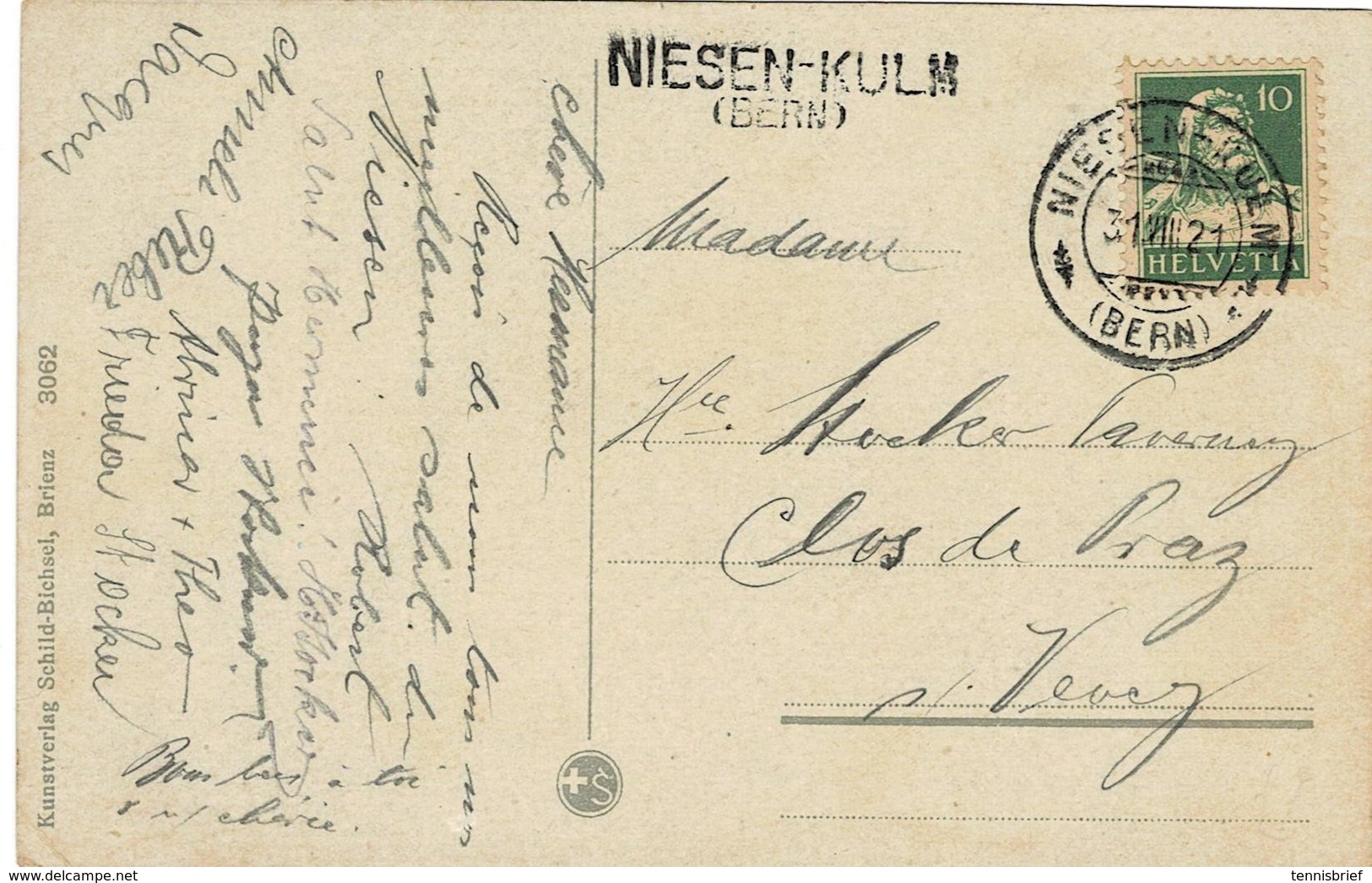 1921, " NIESEN - KULM (Bern) " , Seltener L2   , Klar !  #a481 - Poststempel